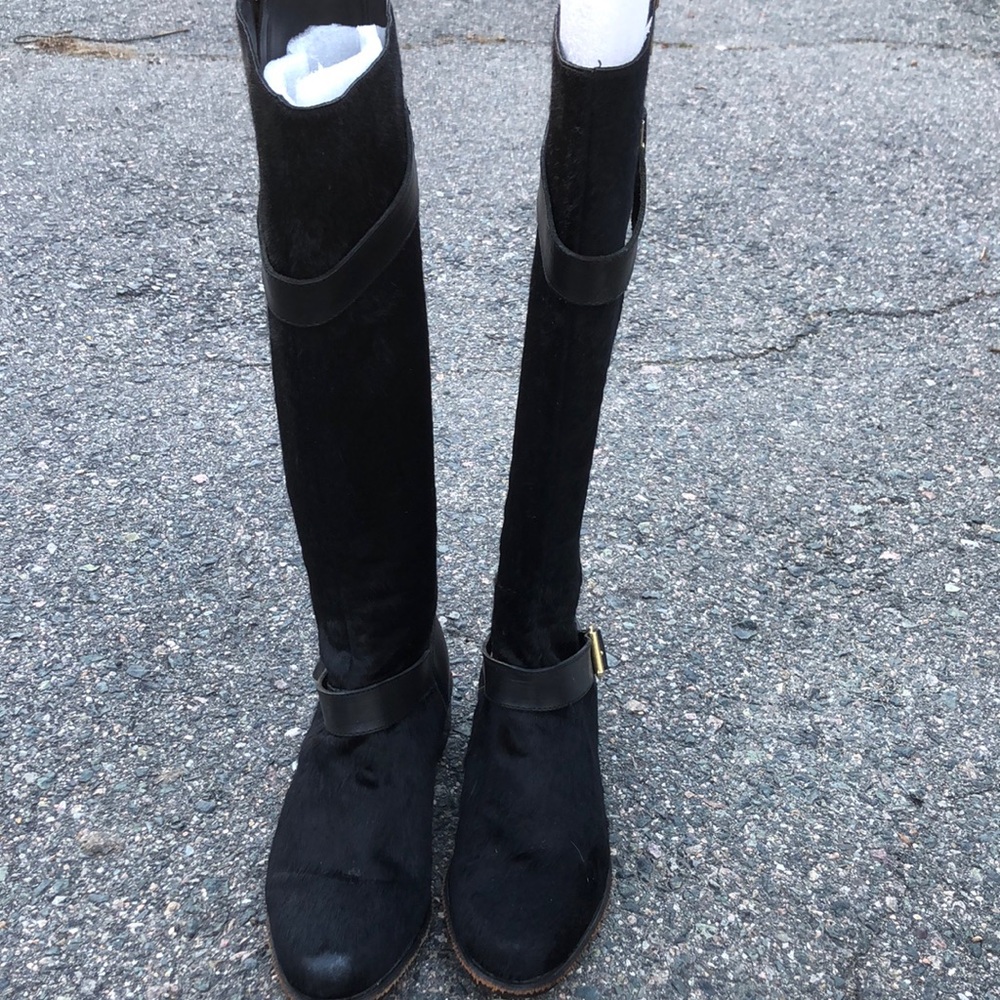 Rachel Zoe Black Tall Boots Thomas Calf Hair Size 10